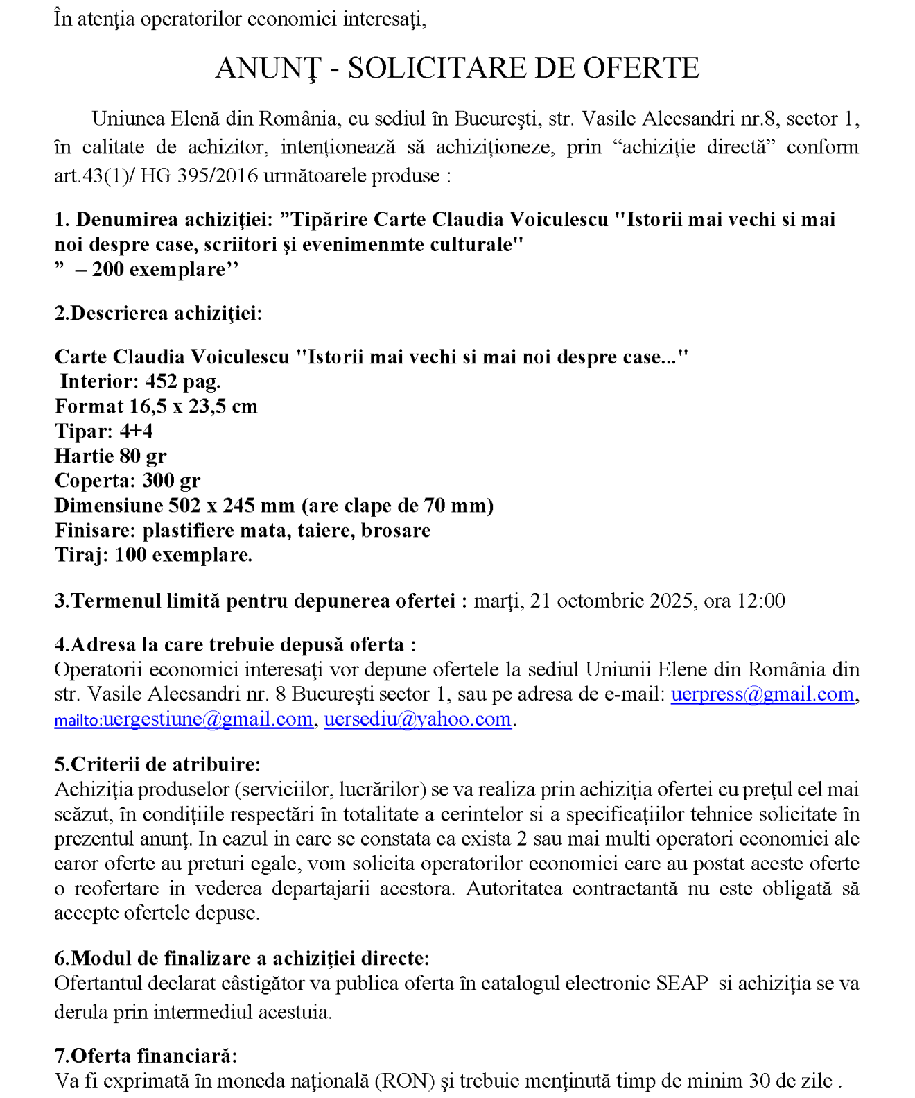 Servicii tipărire carte Claudia Voiculescu – „Istorii mai vechi si mai noi despre case, scriitori şi evenimente culturale” - ed. 2