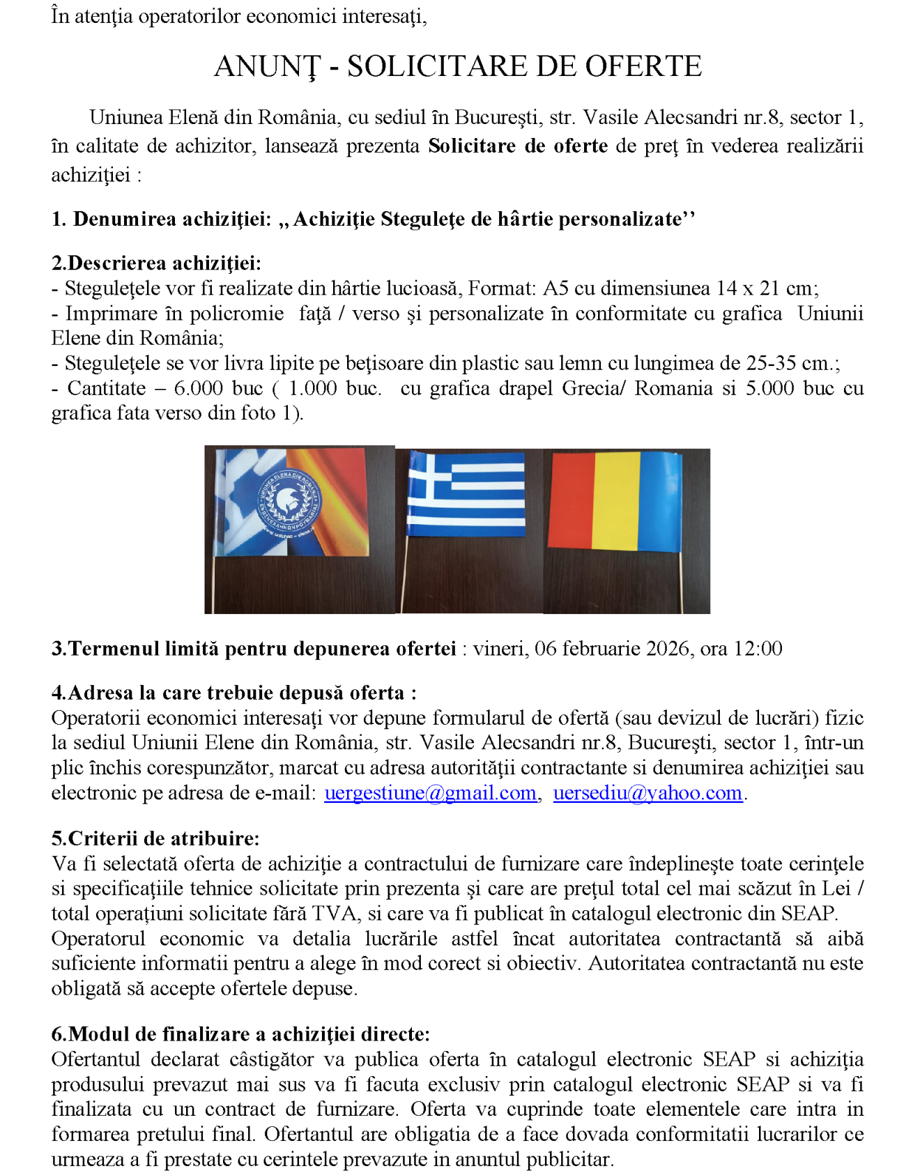 Achiziţie steguleţe de hârtie personalizate